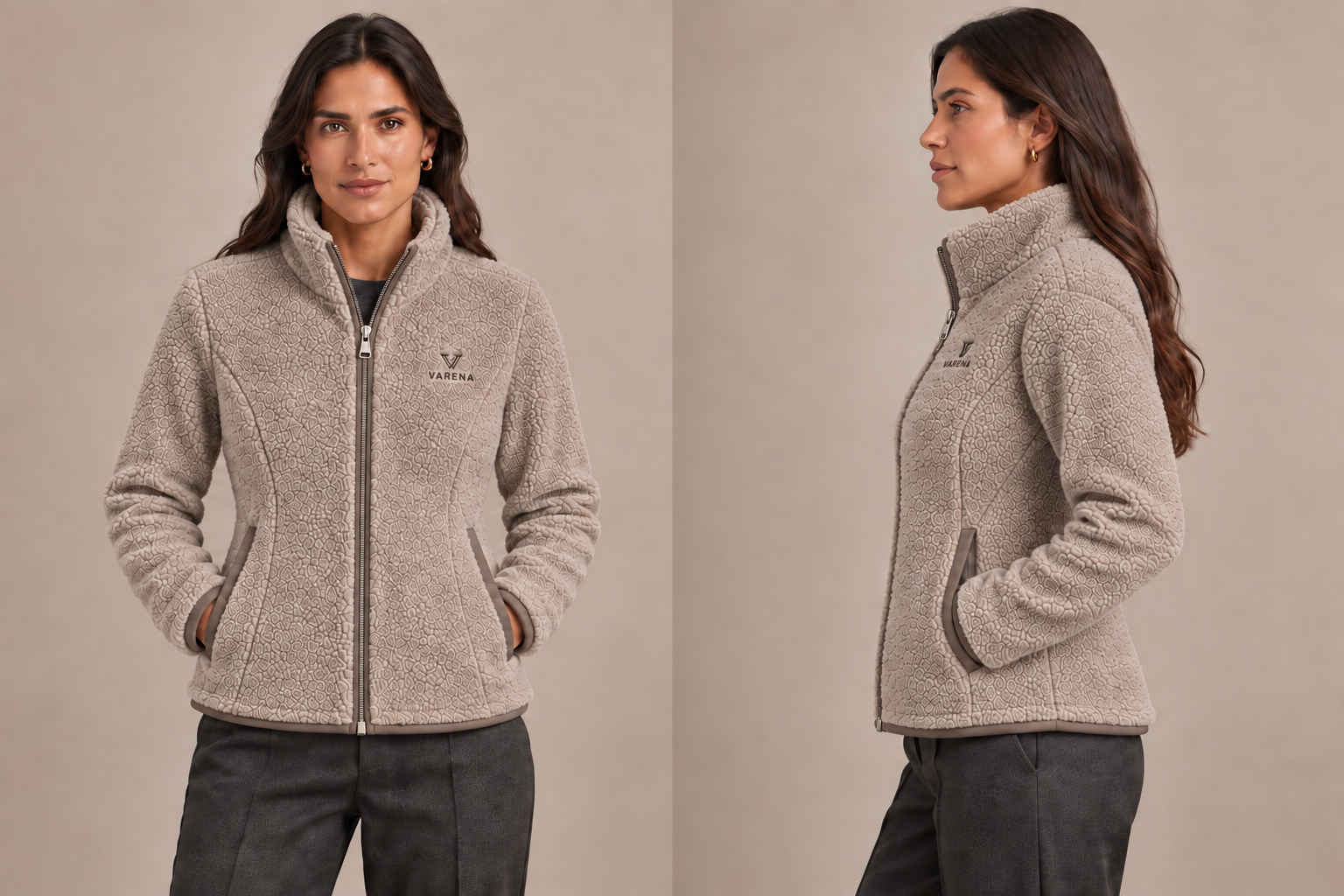 Polaire bouclée — Femme — Taupe